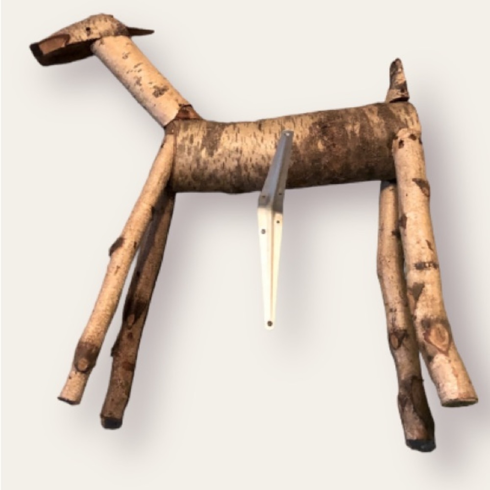 Vintage Handmade wood log reindeer